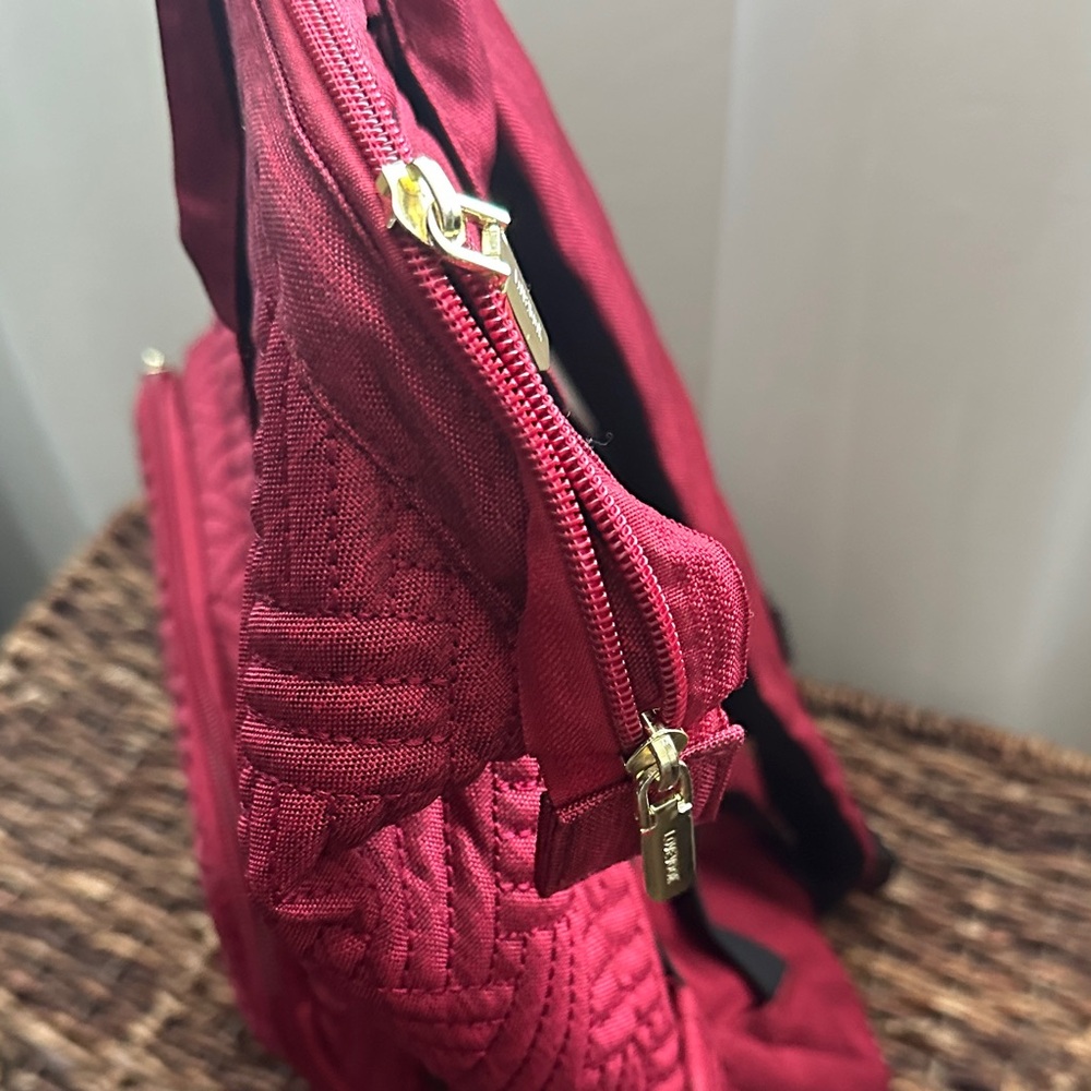 Loomish Burgundy Quilted Women's Backpack - Picture 4 of 6